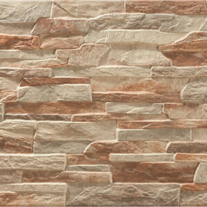 Andes-Musgo Panel de revestimiento cerámico efecto piedra apilada en tonos beige y terracota