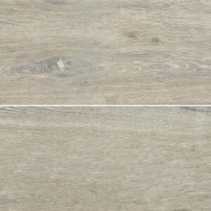 Revestimiento cerámico efecto madera gris claro, vetas visibles y junta fina