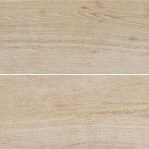 Baldosa cerámica efecto madera beige claro con junta fina horizontal