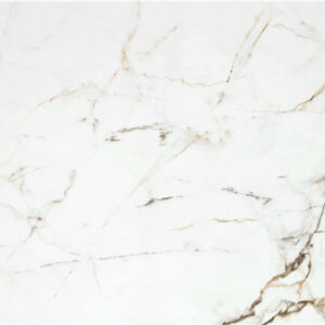 Azulejo cerámico blanco efecto mármol con vetas beige doradas