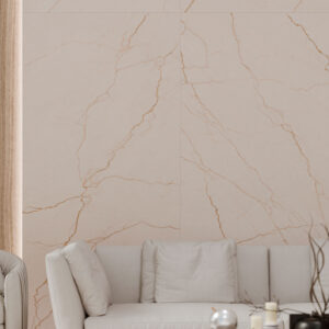 Avorio-Det-120x280 Revestimiento cerámico gran formato crema, vetas doradas y sofá beige en salón