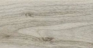 Muestra de pavimento cerámico efecto madera claro con vetas y nudos