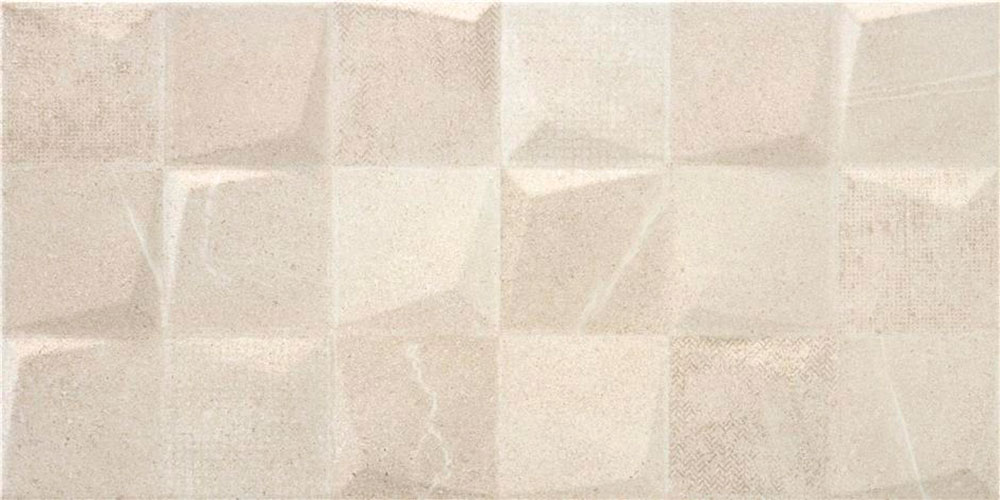 Bellevue-pi-ivory-light-30x60 Muestra de azulejo cerámico beige con efecto cuadriculado y textura mate