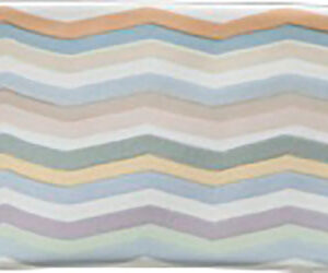 Azulejo rectangular brillante con ondas zigzag multicolor en tonos pastel