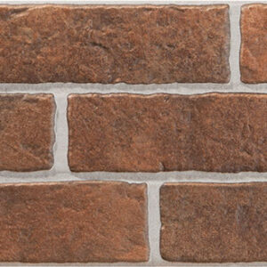 Revestimiento cerámico imitación ladrillo rústico marrón con juntas visibles