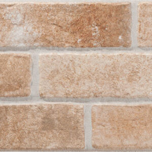 Azulejo cerámico tipo ladrillo envejecido beige con juntas visibles