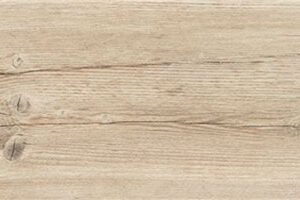 Pavimento cerámico imitación madera beige con vetas y nudos