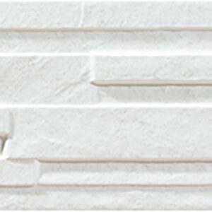 Revestimiento cerámico blanco texturizado en listones irregulares