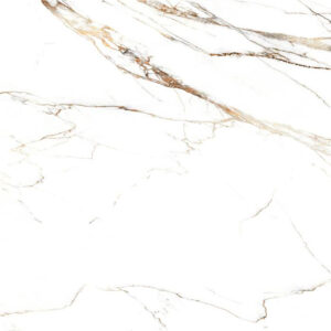 Indah-white-120x120 Baldosa cerámica blanca efecto mármol con vetas doradas y grises
