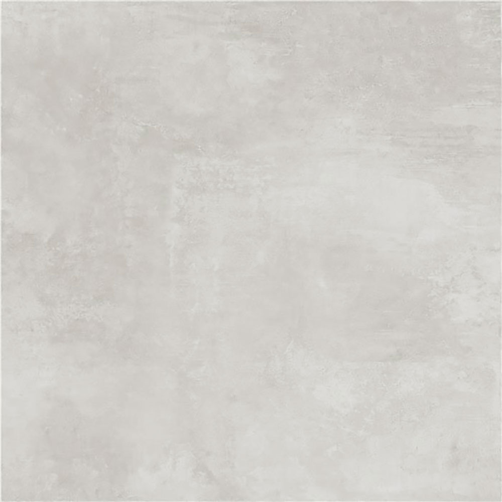 Baldosa cerámica gris claro efecto hormigón con textura mate y vetas suaves