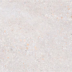 Kreta-pearl-30x60_pasta_roja Baldosa cerámica gris claro tipo terrazo con pequeñas motas naranja y grises