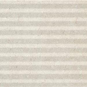Azulejo rectangular beige texturizado con franjas horizontales sutiles