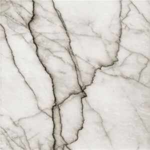 Baldosa cerámica efecto mármol blanco con vetas grises y negras