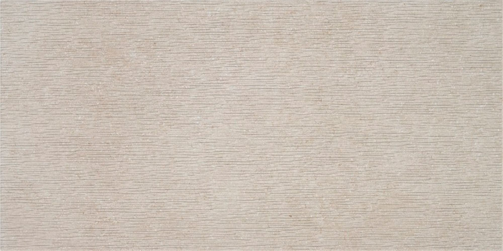 Azulejo cerámico beige claro con textura lineal horizontal