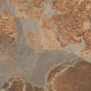 Azulejo cerámico efecto pizarra en tonos gris y óxido con textura moteada