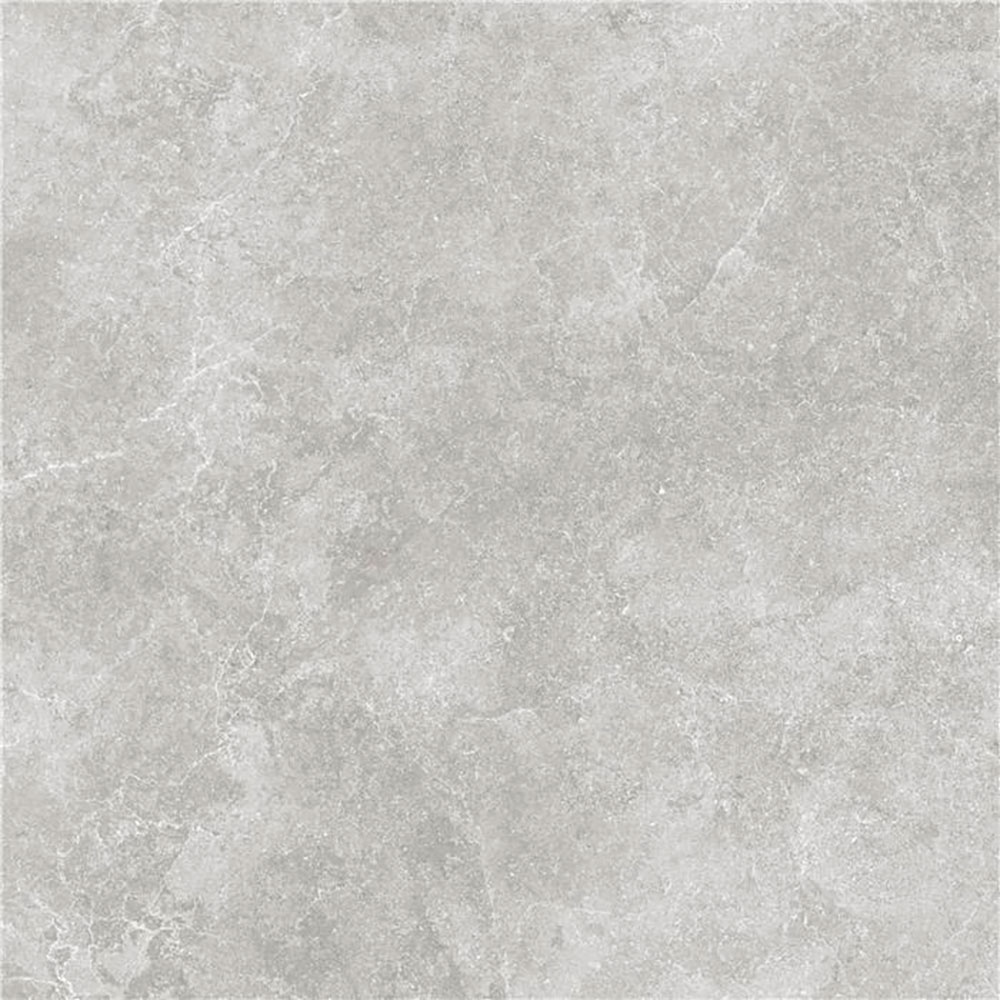 Baldosa cerámica gris claro efecto piedra con vetas sutiles y acabado mate