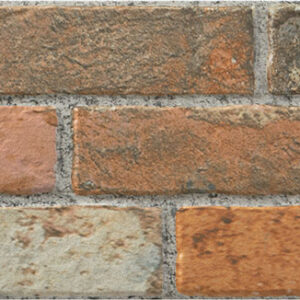 Old-Caravista-Rustic-17x52 Panel de revestimiento cerámico tipo ladrillo rústico en tonos terracota, beige y gris