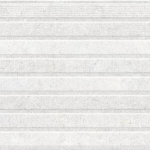 Revestimiento cerámico blanco con franjas horizontales y textura sutil