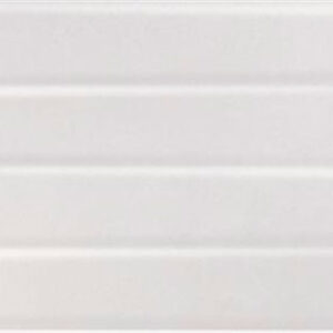 Azulejo cerámico blanco liso con tres ranuras horizontales en relieve