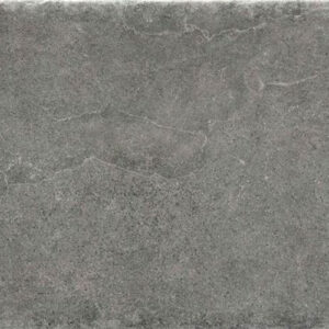 Baldosa cerámica rectangular gris con textura de piedra y vetas suaves