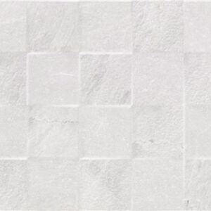 Azulejos cerámicos blancos texturizados en patrón de cuadrados