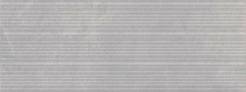 Sonder-dec-grey-33,3x90 Revestimiento cerámico gris claro con finas estrías horizontales y textura cemento.