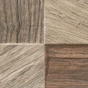 Mosaico de azulejos cerámicos imitación madera en tonos beige y marrón