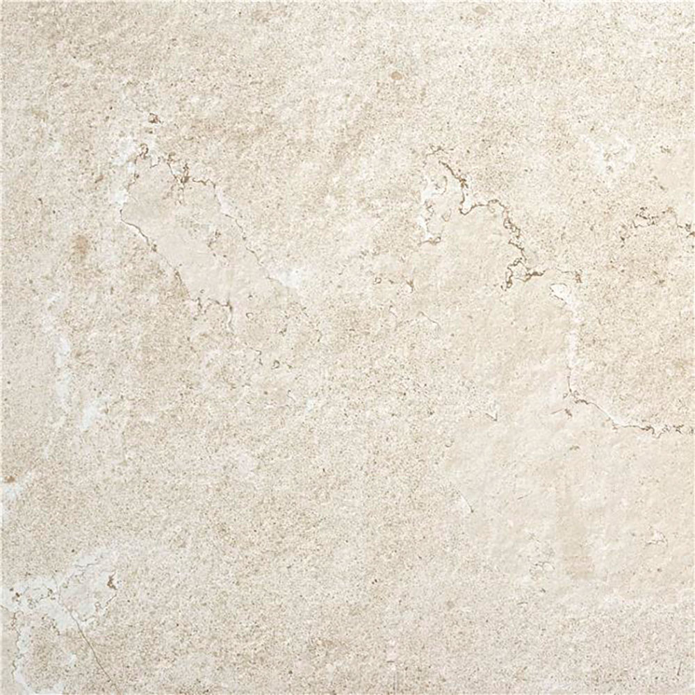 Baldosa cerámica beige claro con textura y vetas tipo piedra