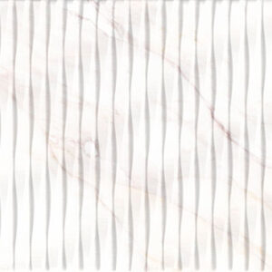 CALACATTA-GOLD-RLV-30X90-MATE-V3 Revestimiento cerámico efecto mármol blanco con vetas beige y relieve ondulado vertical
