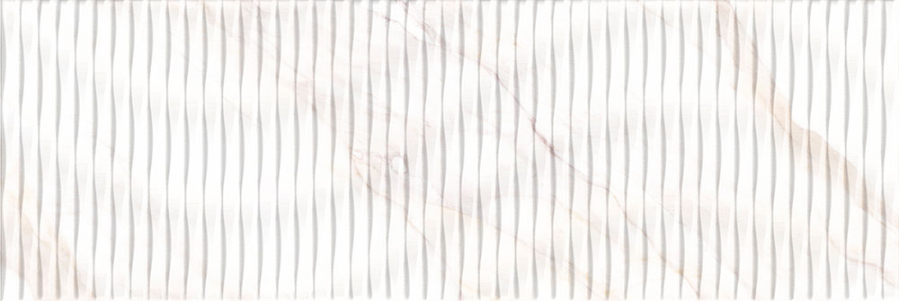 CALACATTA-GOLD-RLV-30X90-MATE-V3 Revestimiento cerámico efecto mármol blanco con vetas beige y relieve ondulado vertical