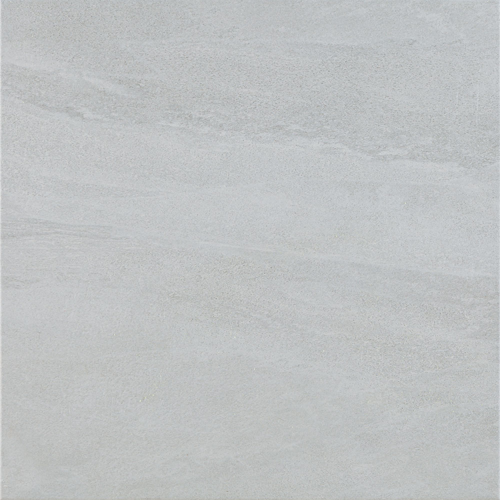 Baldosa cerámica gris claro con textura suave y vetas horizontales sutiles