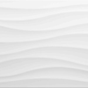 Azulejo cerámico blanco con relieve ondulado horizontal