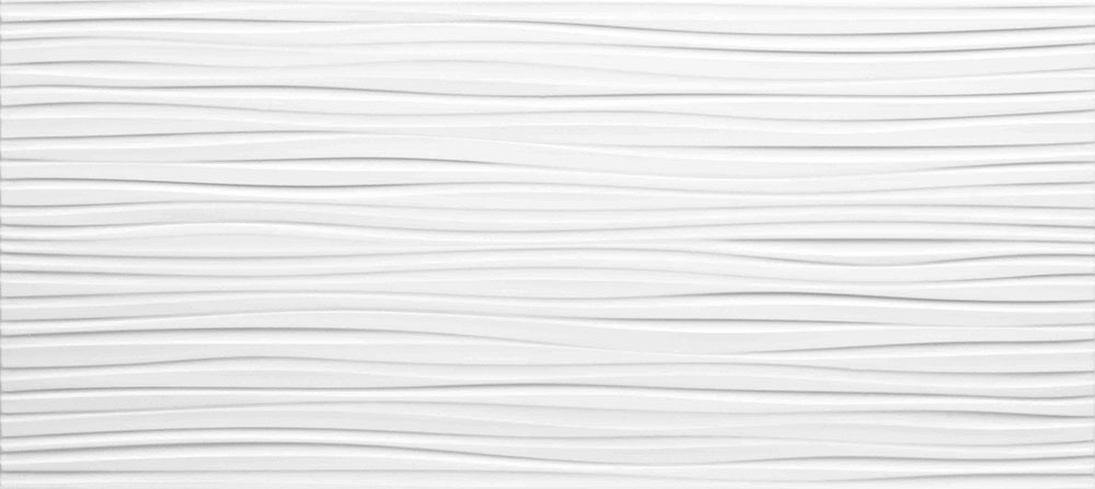 Azulejo cerámico blanco con relieve de ondas horizontales
