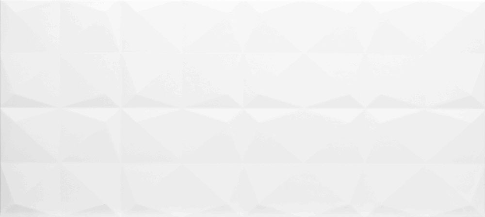 Revestimiento cerámico blanco con relieve geométrico de triángulos