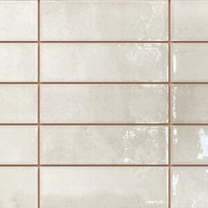 Azulejos rectangulares crema brillo esmaltado con juntas finas