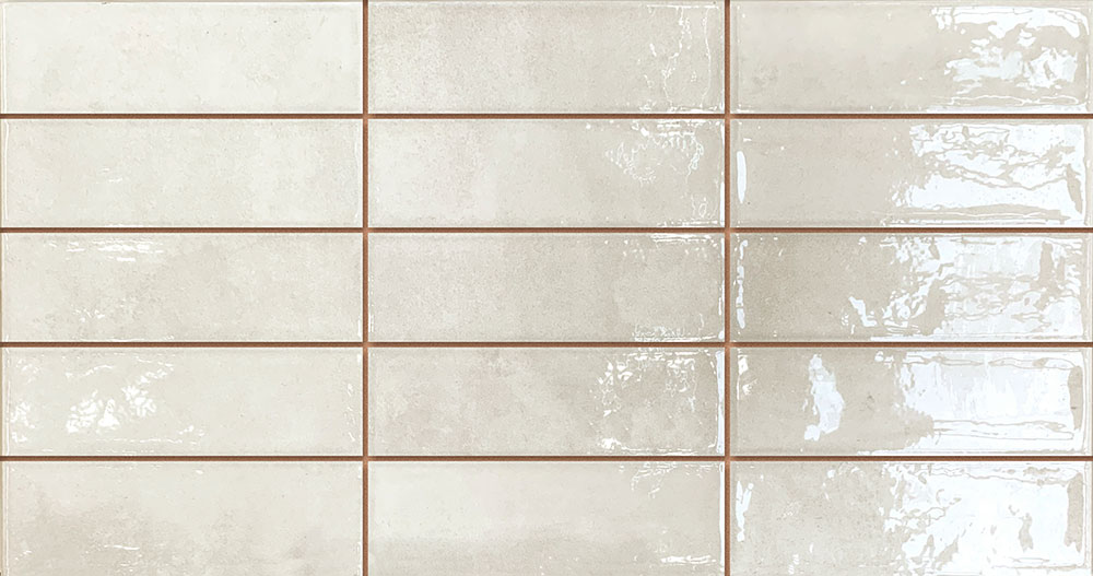 Azulejos rectangulares crema brillo esmaltado con juntas finas