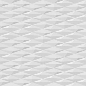 Revestimiento cerámico blanco con patrón geométrico tridimensional de triángulos